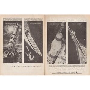 North American Aviation Fields of the Future Rockets Aerospace Print Ad 1961